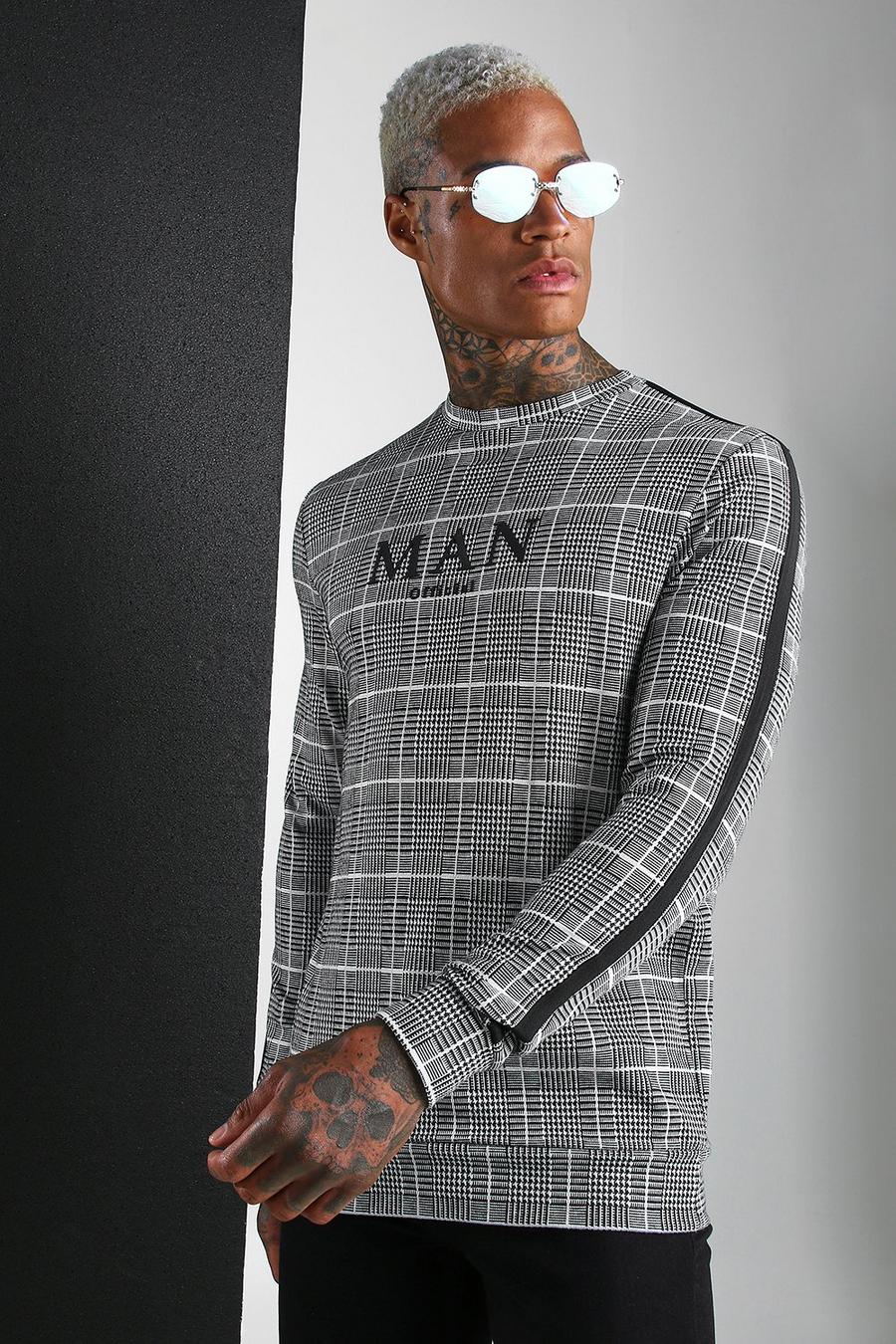 MAN Roman Rutig sweatshirt i jacquardväv med kantband image number 1