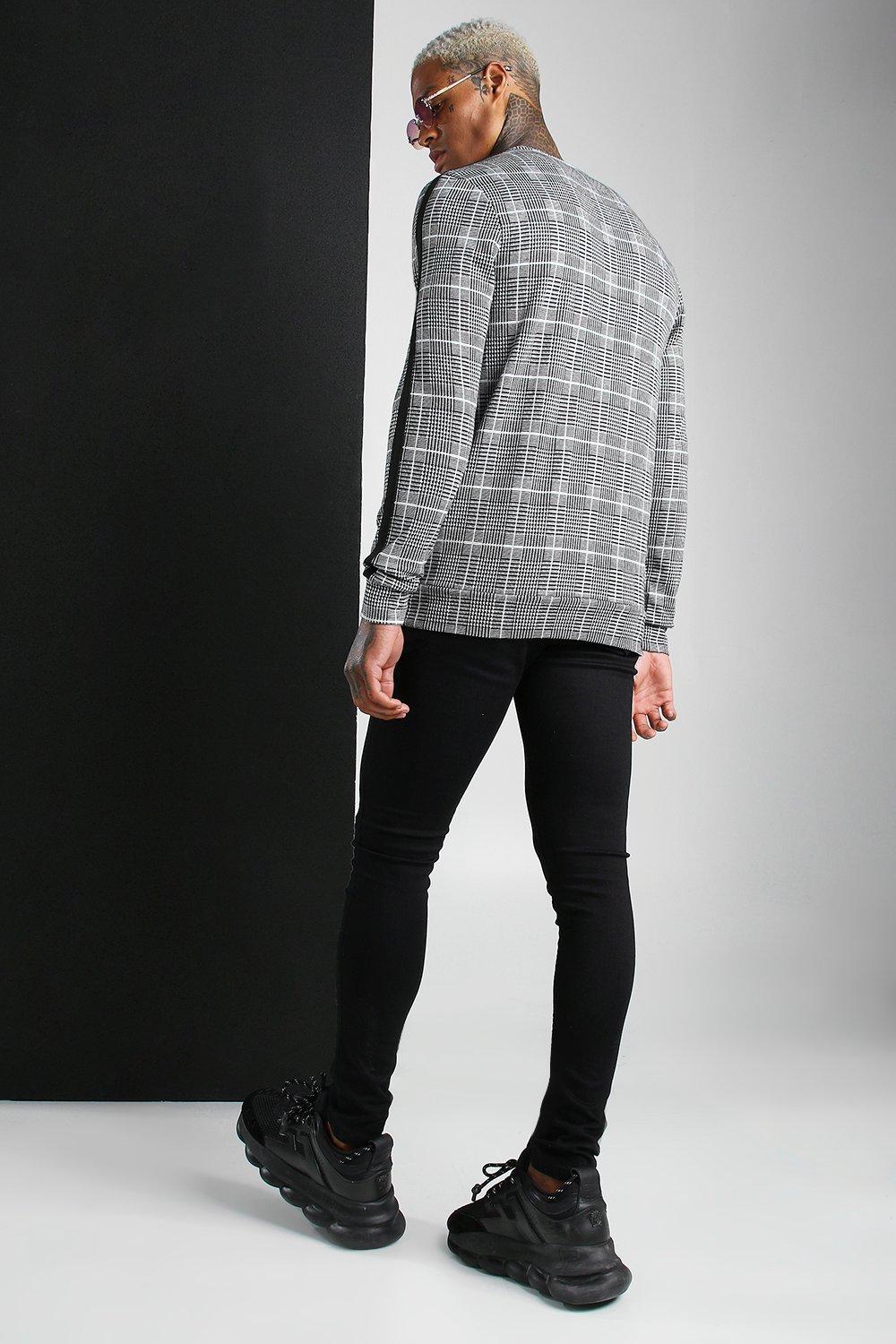 MAN Roman Jacquard Check Sweat With Tape