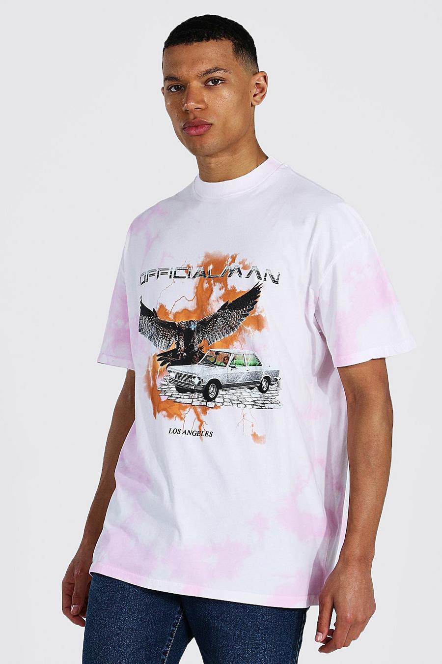 Lilac Tall - Oversize t-shirt med batikmönster och rund hals image number 1