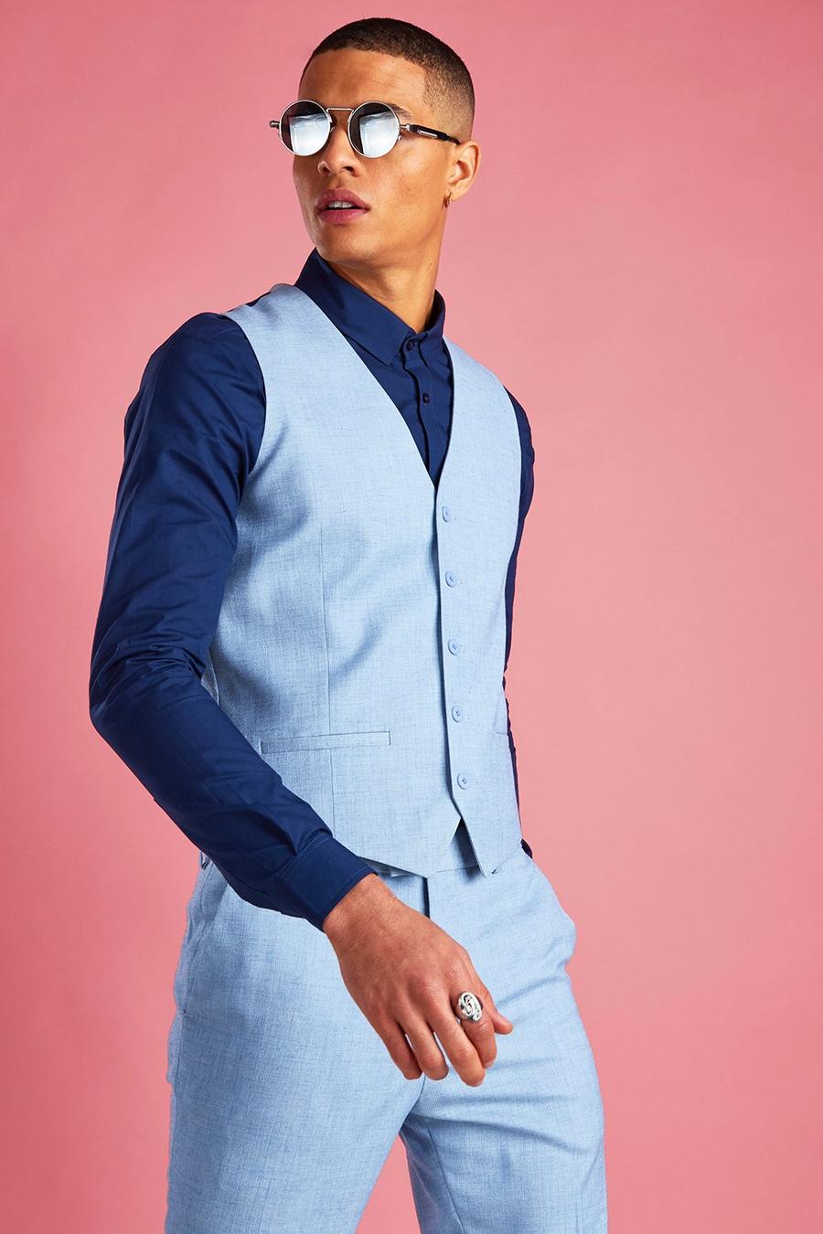 Light blue blå Skinny Fit Suit Waistcoat image number 1