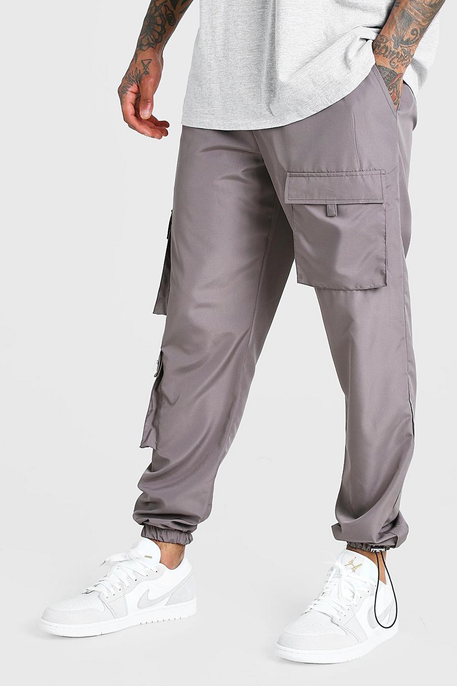 Pantalones cargo de nailon con varios bolsillos, Gris marengo image number 1