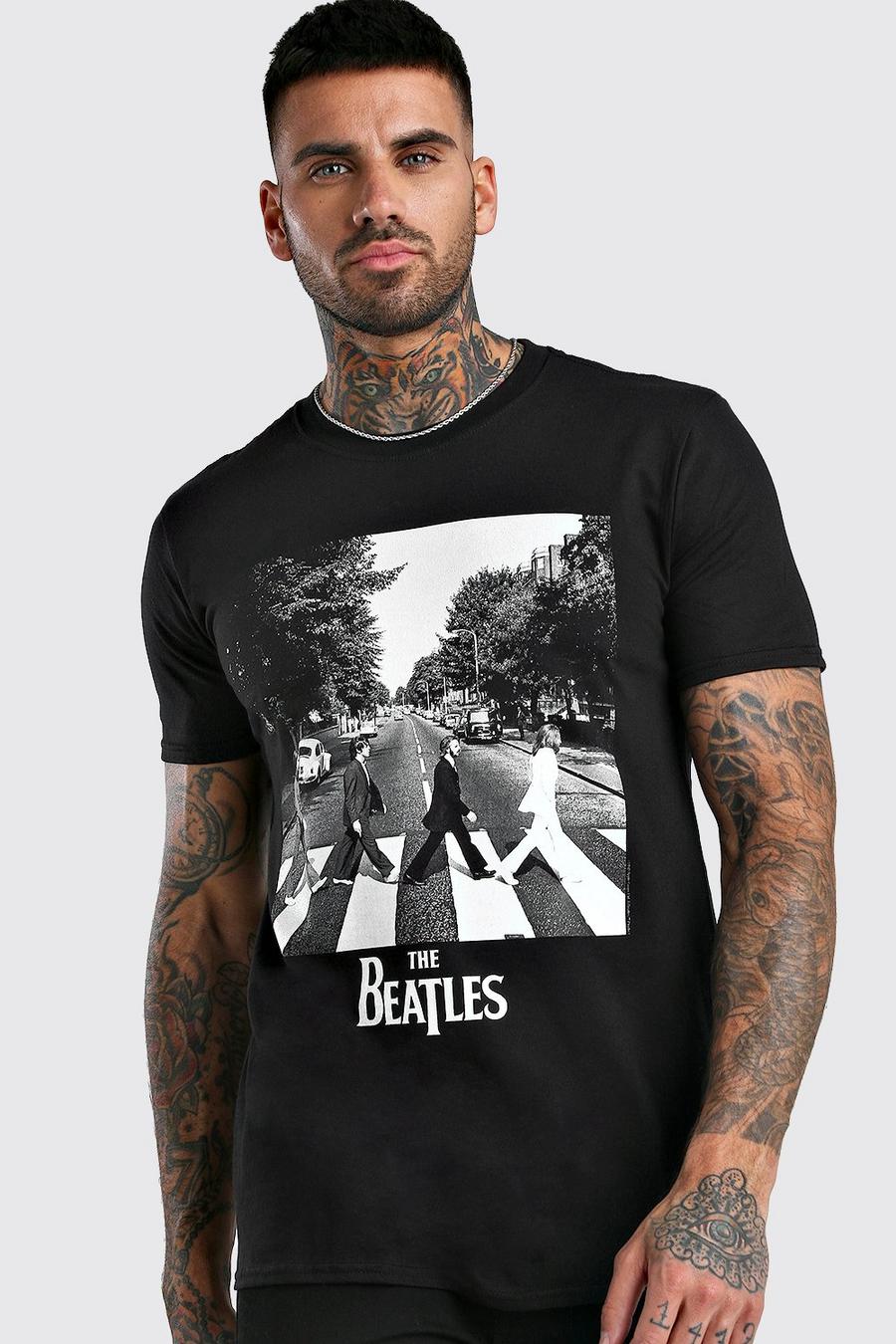 Black Abbey Road T-shirt med Beatles-tryck image number 1