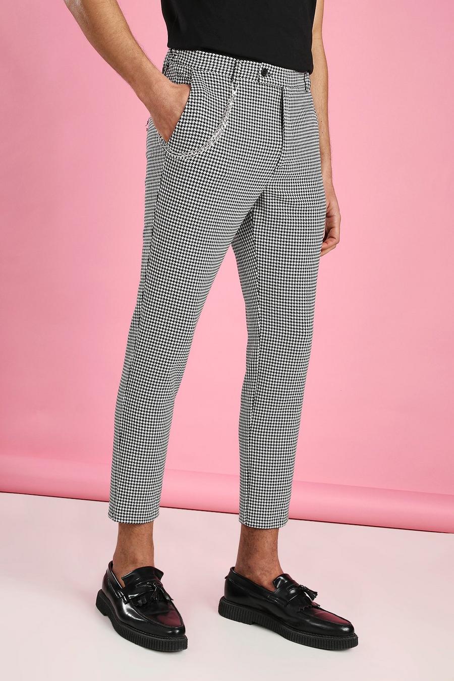 Skinny Cropped Dogtooth Pants With Chain image number 1