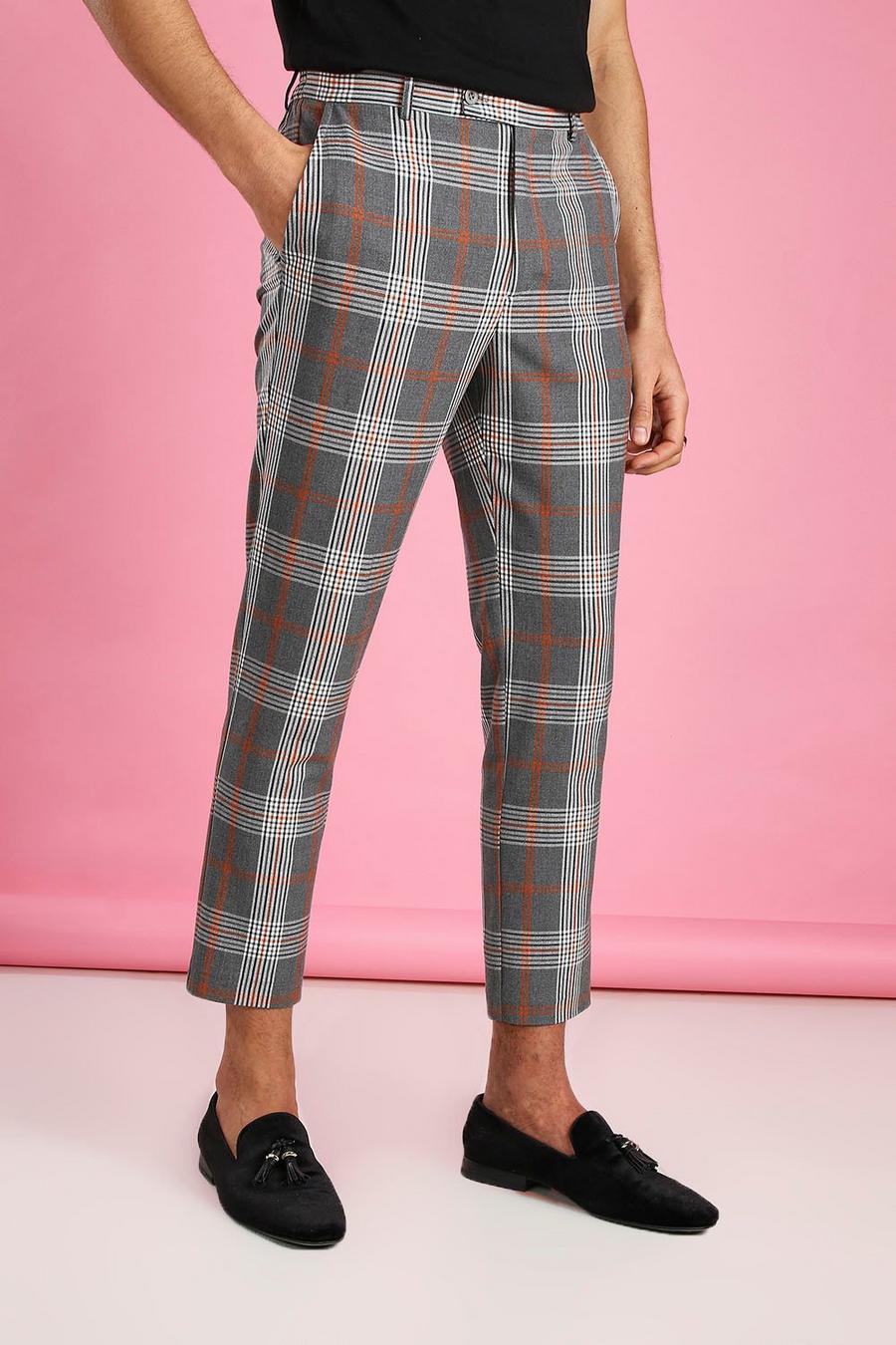 Grey gris Skinny Cropped Check Trouser image number 1