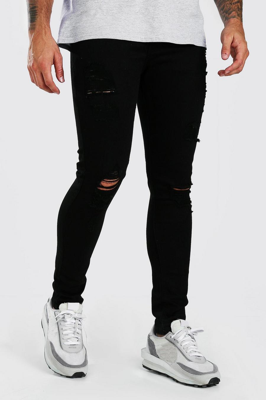 Black Super Skinny All Over Rip Jeans image number 1