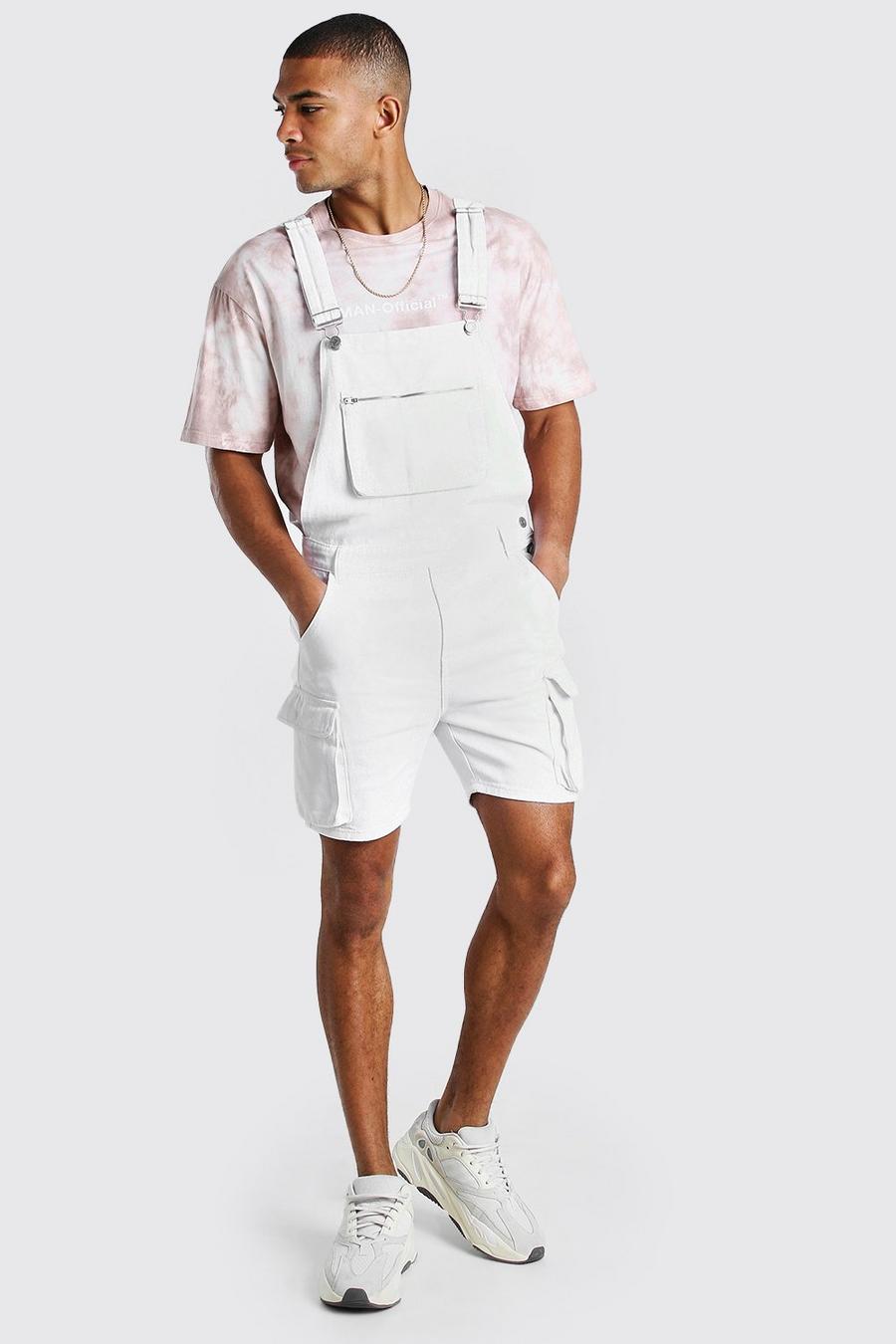 White Shorts i denim med hängslen och dragkedja image number 1