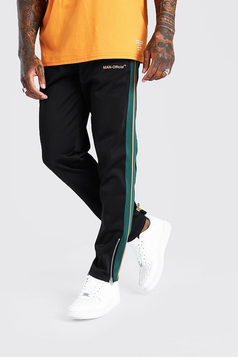 Black MAN Official Wide Leg Jogger With Side Tape image number 1