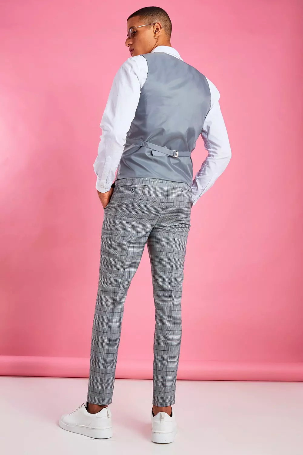 Pink shirt store grey waistcoat