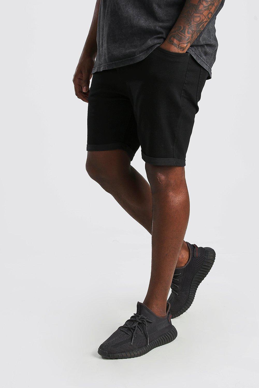 boohoo black denim shorts