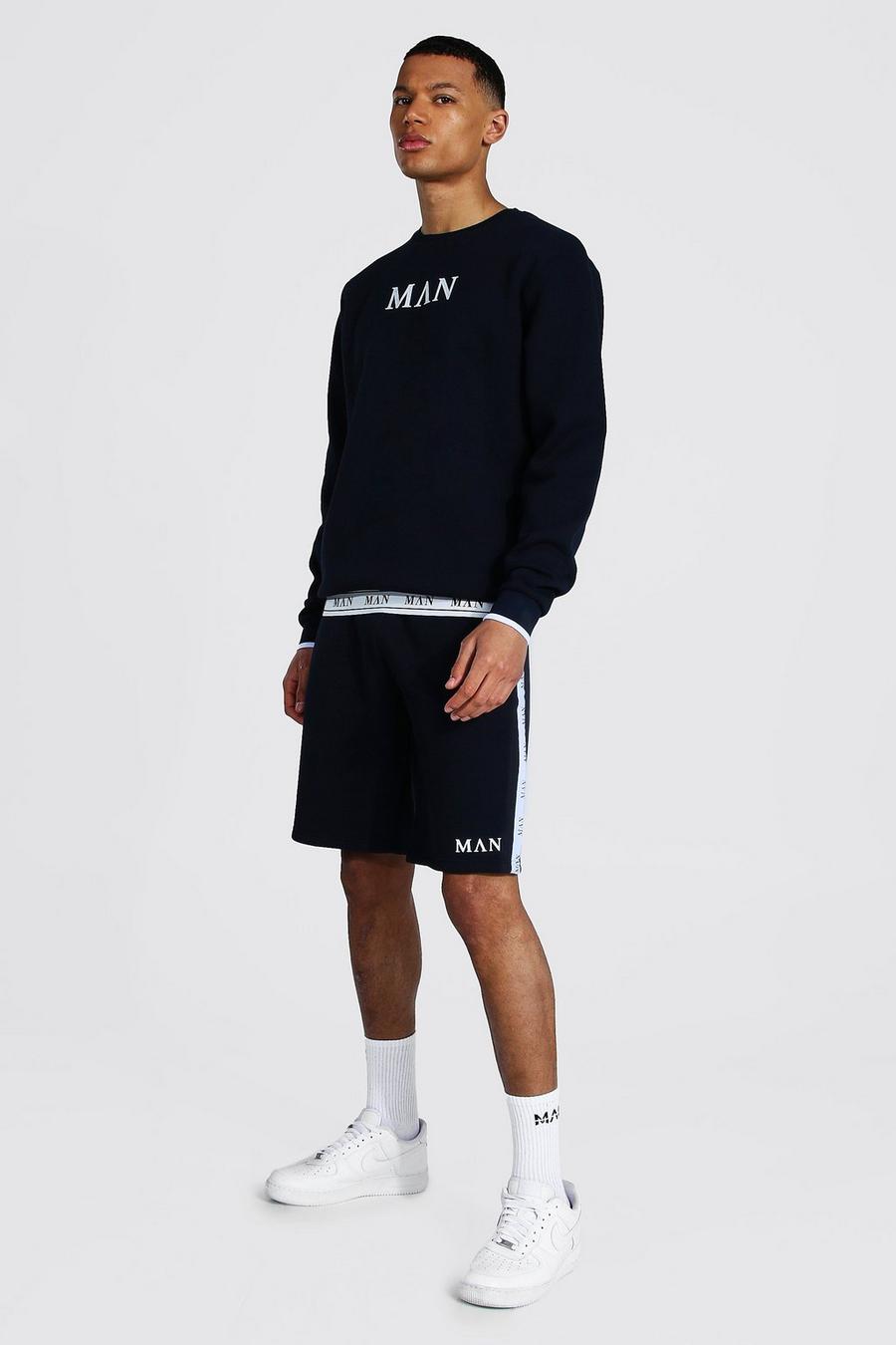 Navy Tall Man Roman Short Tracksuit With Tape image number 1