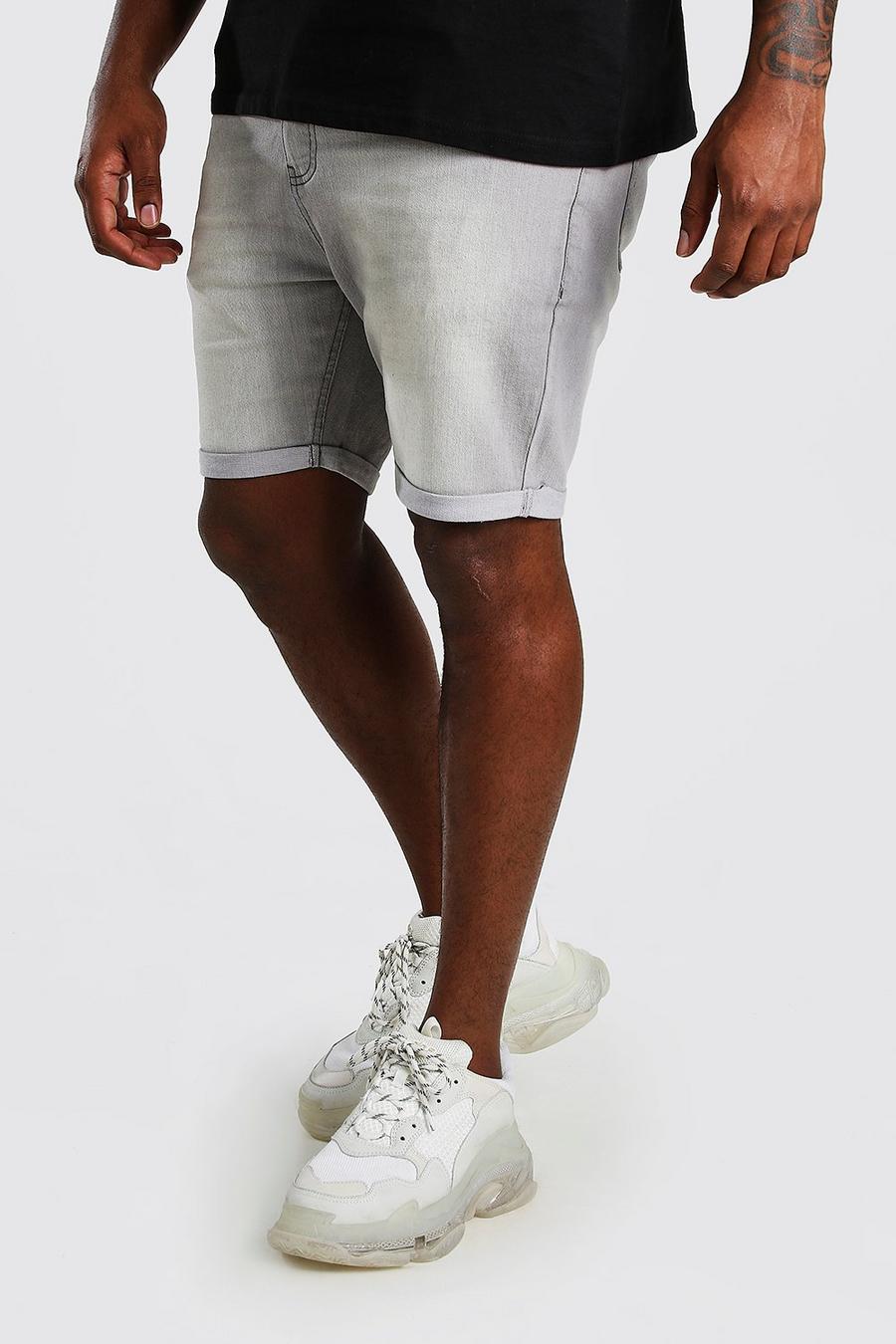 Grey Plus Size Skinny Fit Denim Shorts image number 1