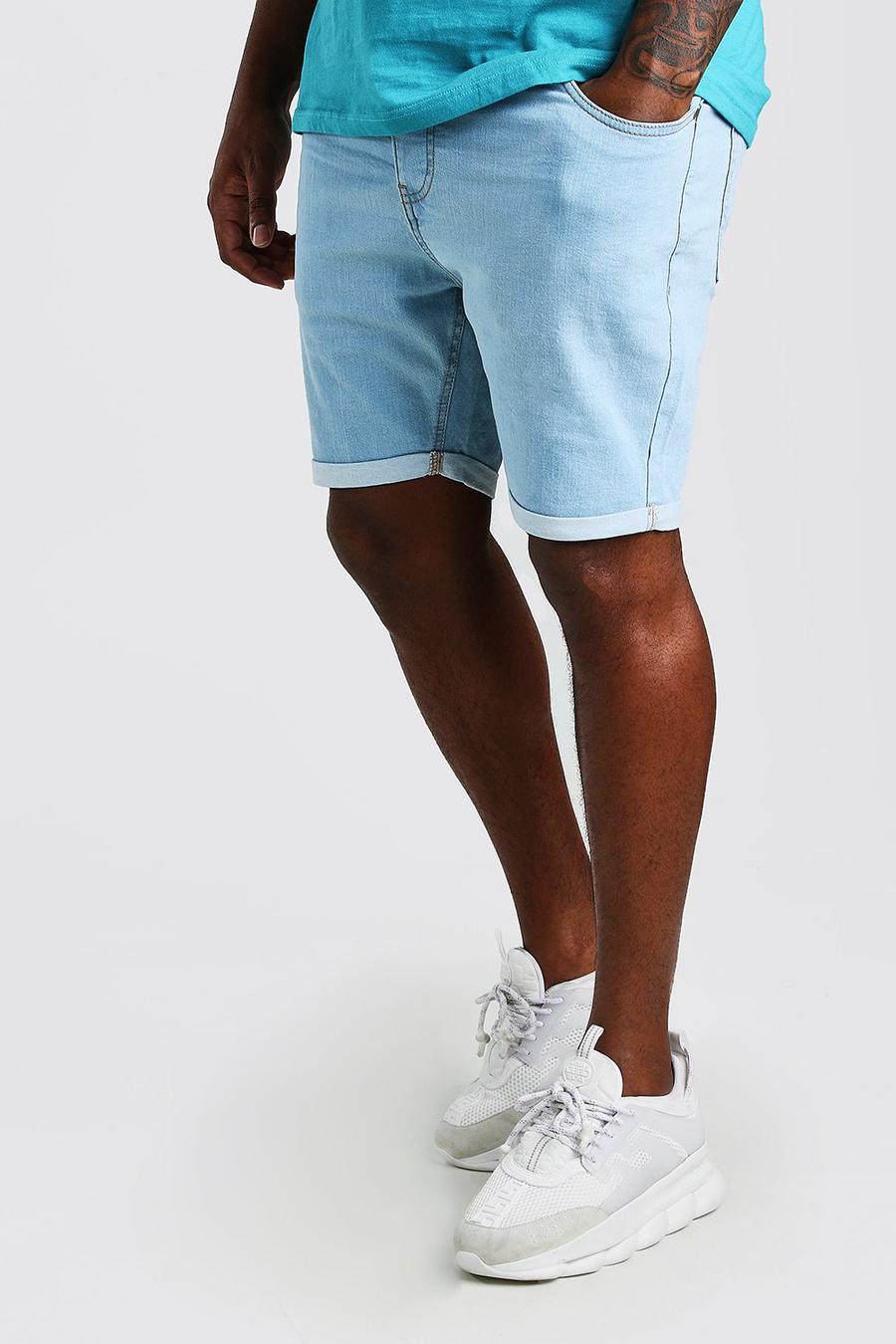 Pale blue Plus Size Skinny Fit Denim Shorts image number 1