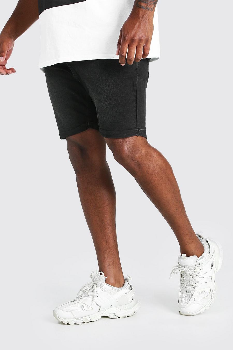 Charcoal Plus Size Skinny Fit Jean Shorts image number 1