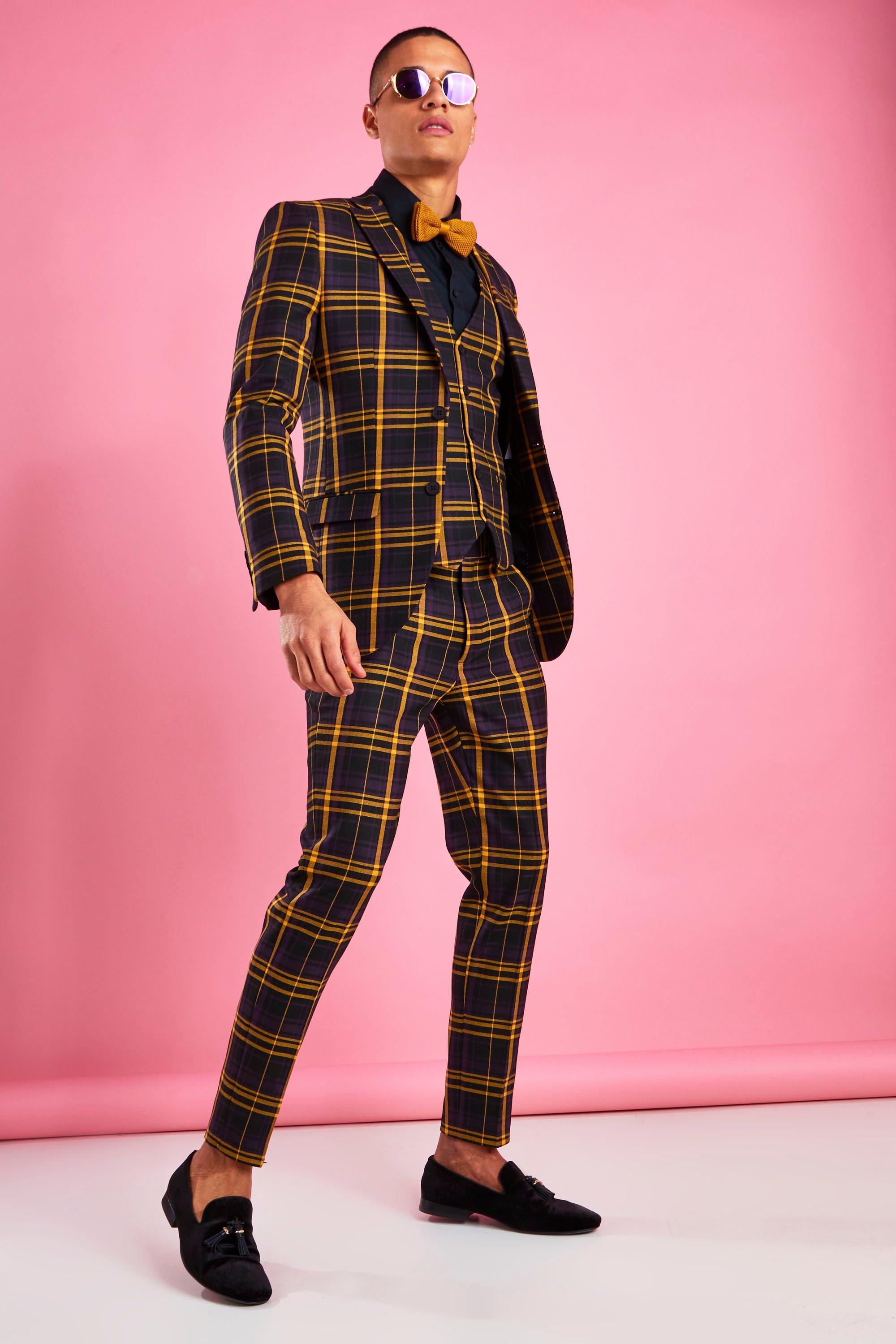Skinny Bold Check Trousers boohoo NZ