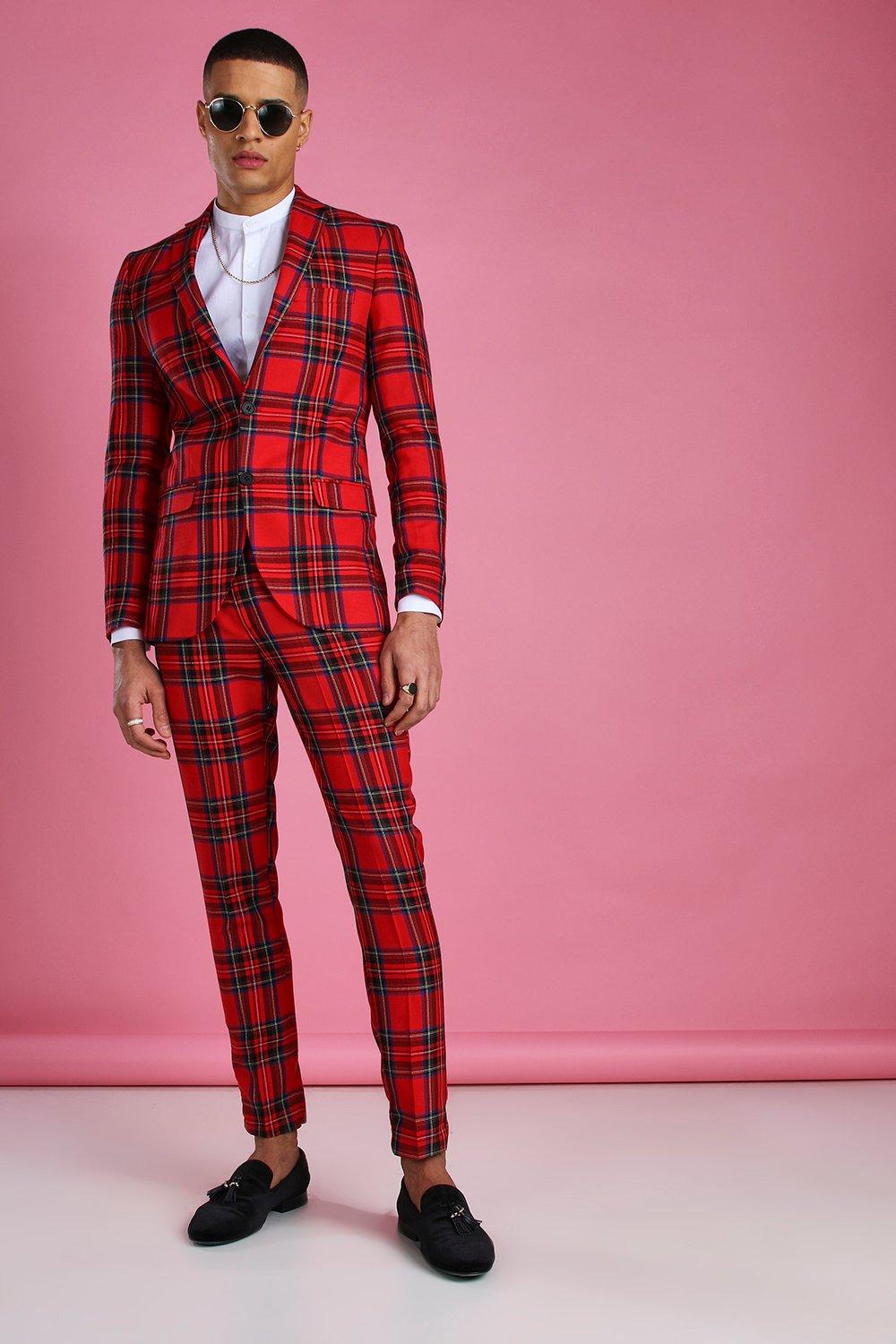 Super Skinny Tartan Check Blazer boohoo NZ