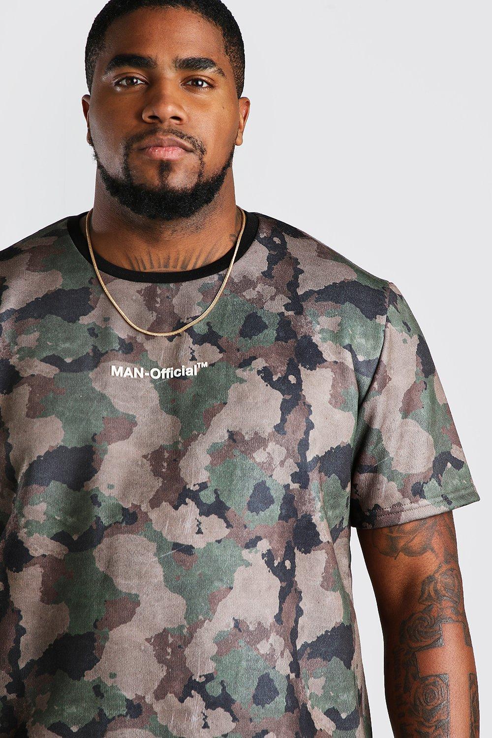 Big And Tall set con T shirt utility con stampa mimetica
