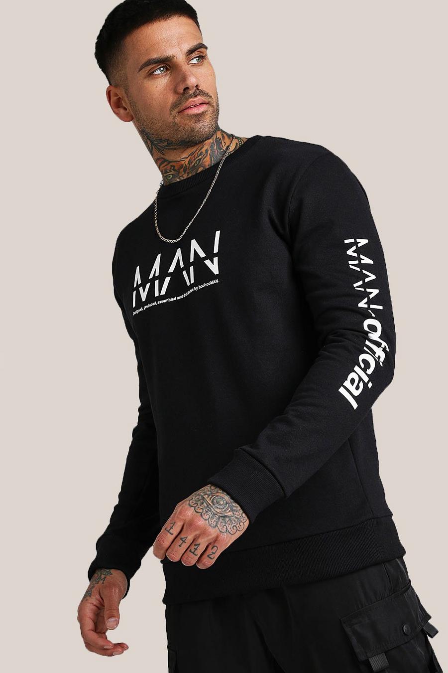 Original MAN Sweatshirt mit Print auf Brust und Ärmeln image number 1