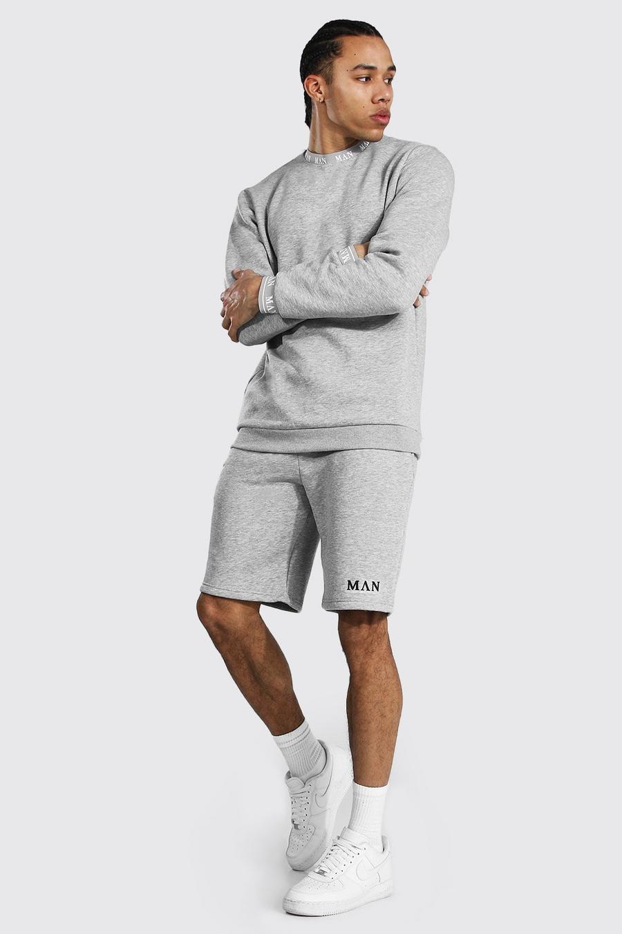 Grey marl Tall Short Sweater Tracksuit With Man Rib image number 1