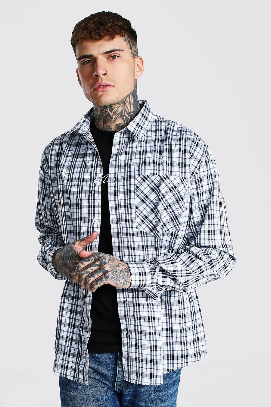 White Oversized Lightweight Check Shirt image number 1