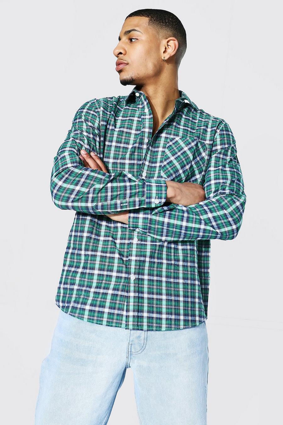 Camisa de cuadros ligera estándar, Verde image number 1