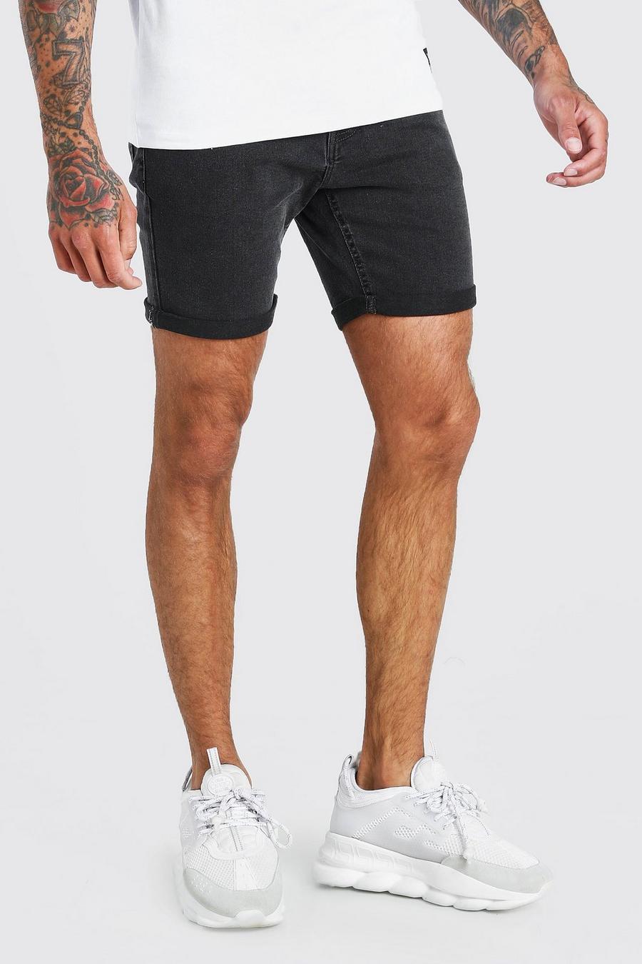 Charcoal Skinny Stretch Jean Shorts image number 1
