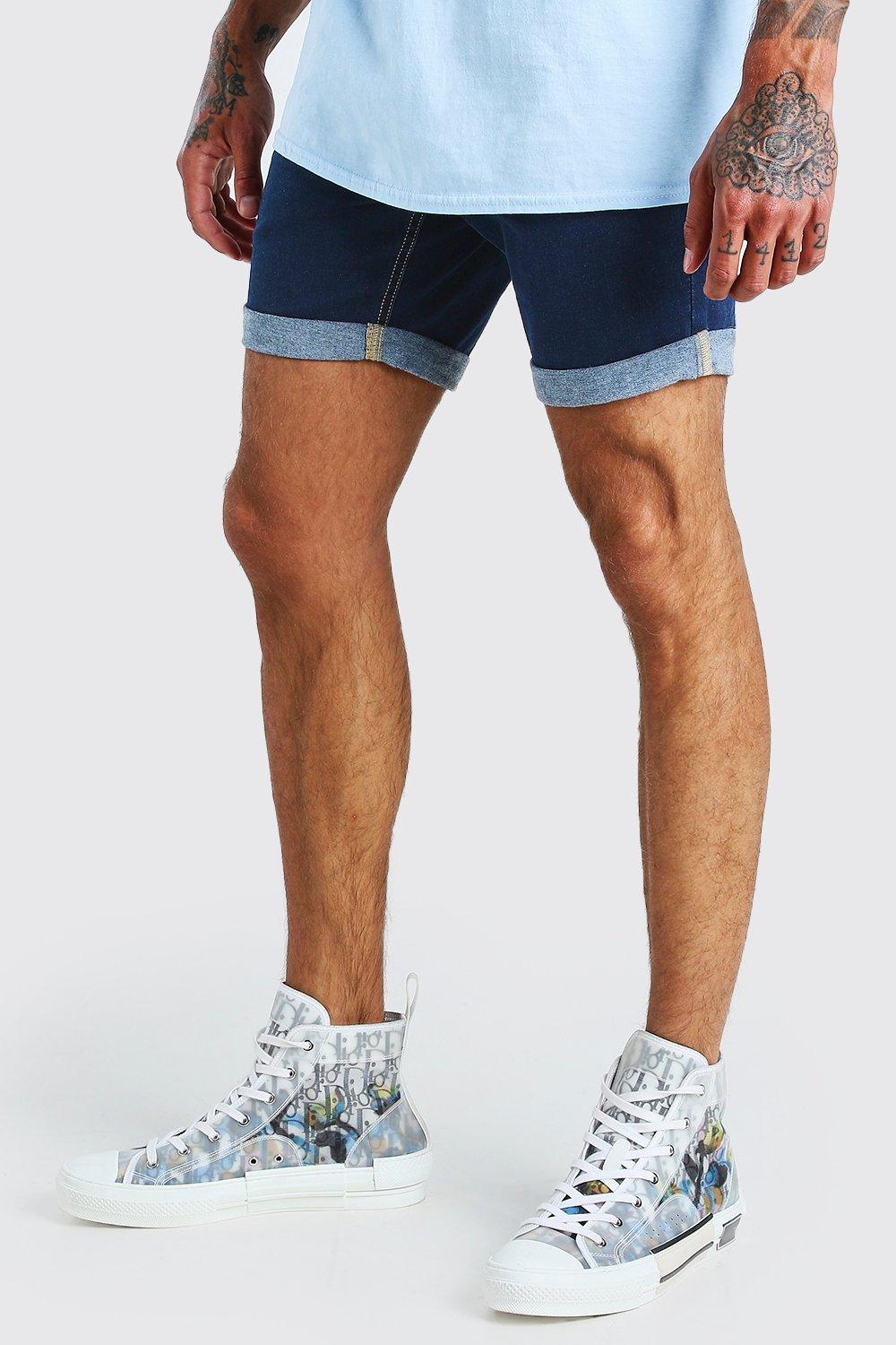 mens skinny stretch jean shorts