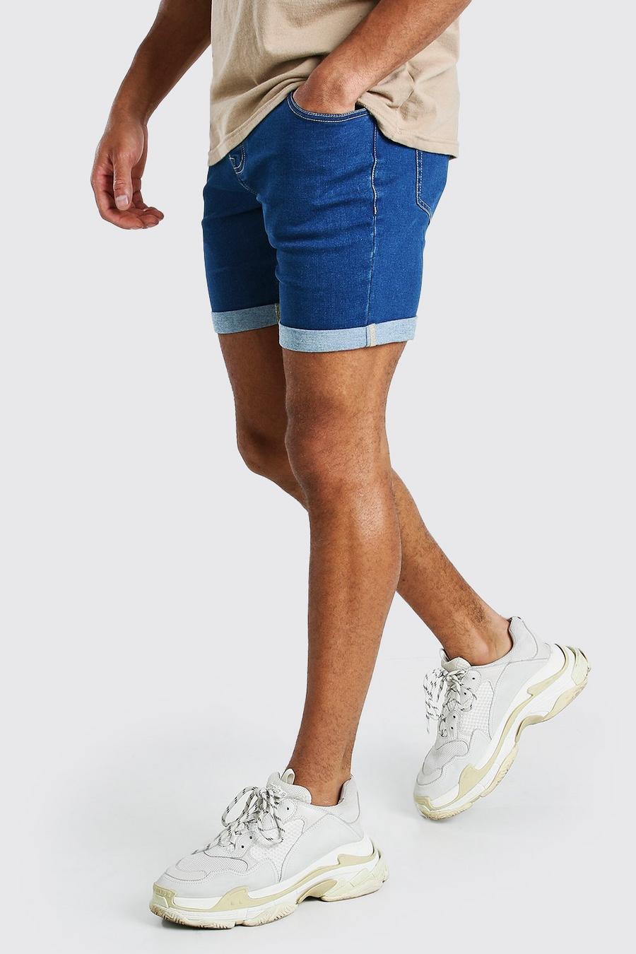Mid blue Skinny Stretch Denim Shorts image number 1