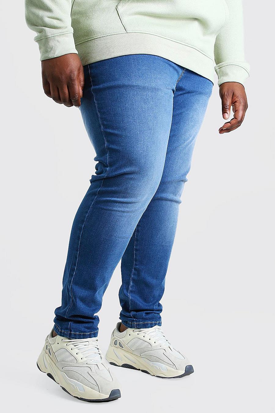 כחול ביניים סקיני ג'ינס לגברים גדולים וגבוהים image number 1