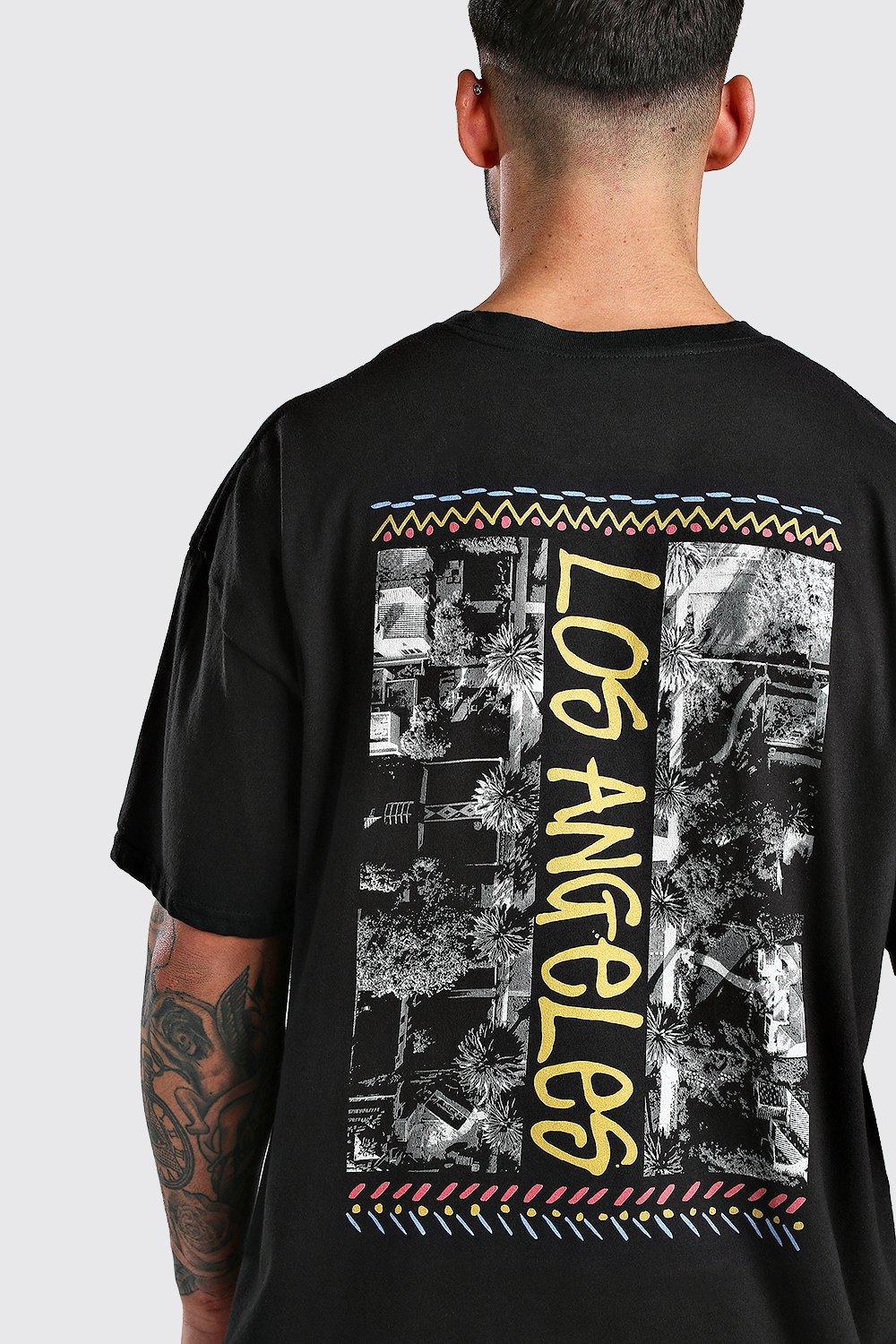 Rücken „Los Angeles“-Print auf Oversized dem mit T-Shirt