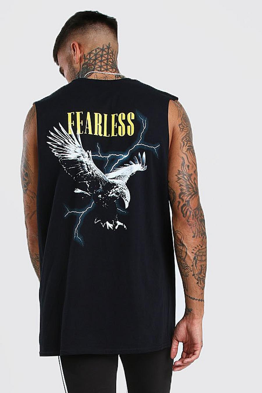 Oversized Eagle Graphic Back Print Drop Arm Tank image number 1
