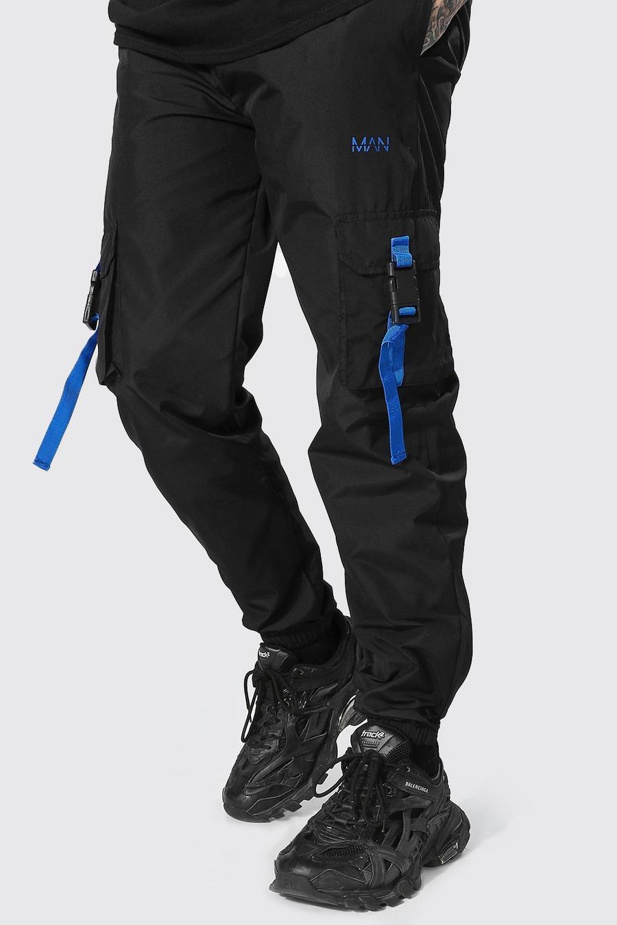 Pantaloni cargo con cinghie, Nero image number 1