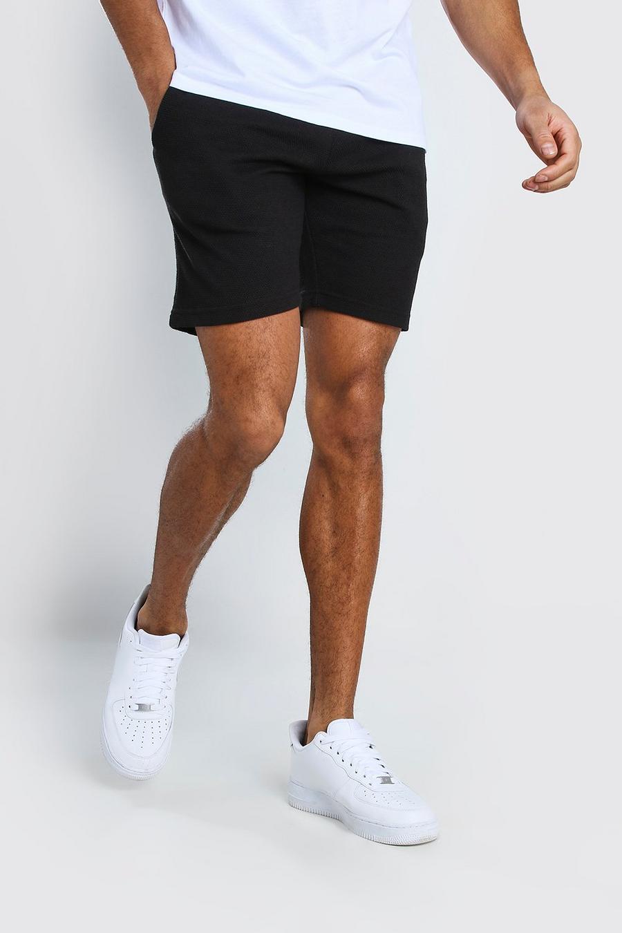 Mittellange Shorts aus Piqué mit MAN-Schriftzug image number 1