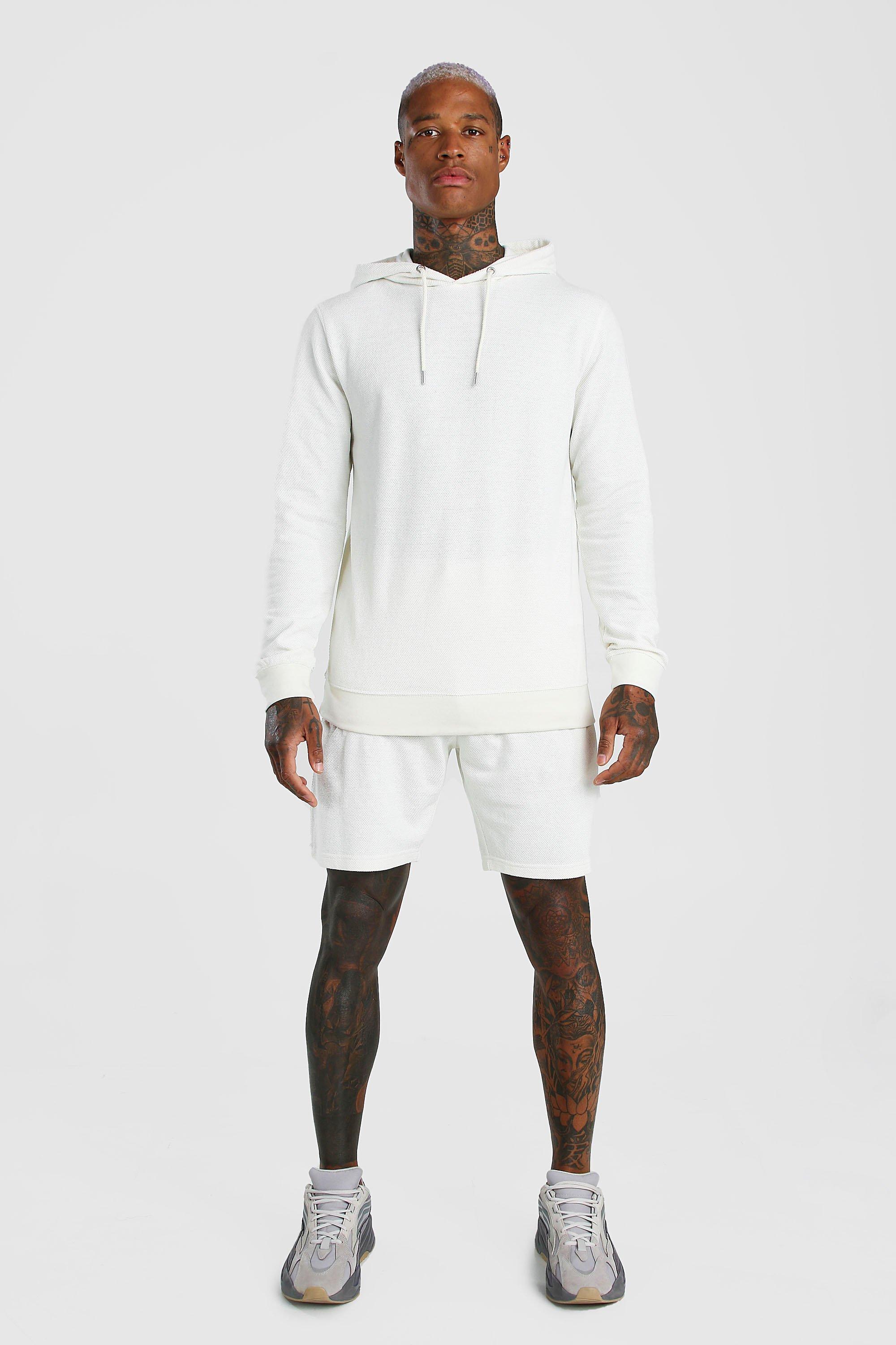 Pique over the head hoodie & short tracksuit clearance