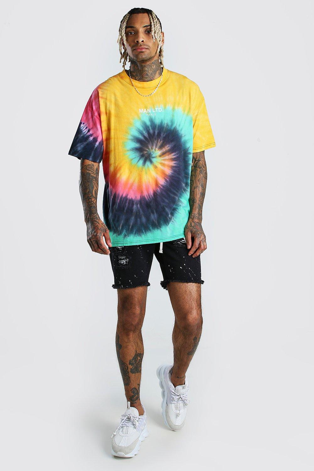 Oversized MAN Ltd Multi Colour Tie Dye T Shirt