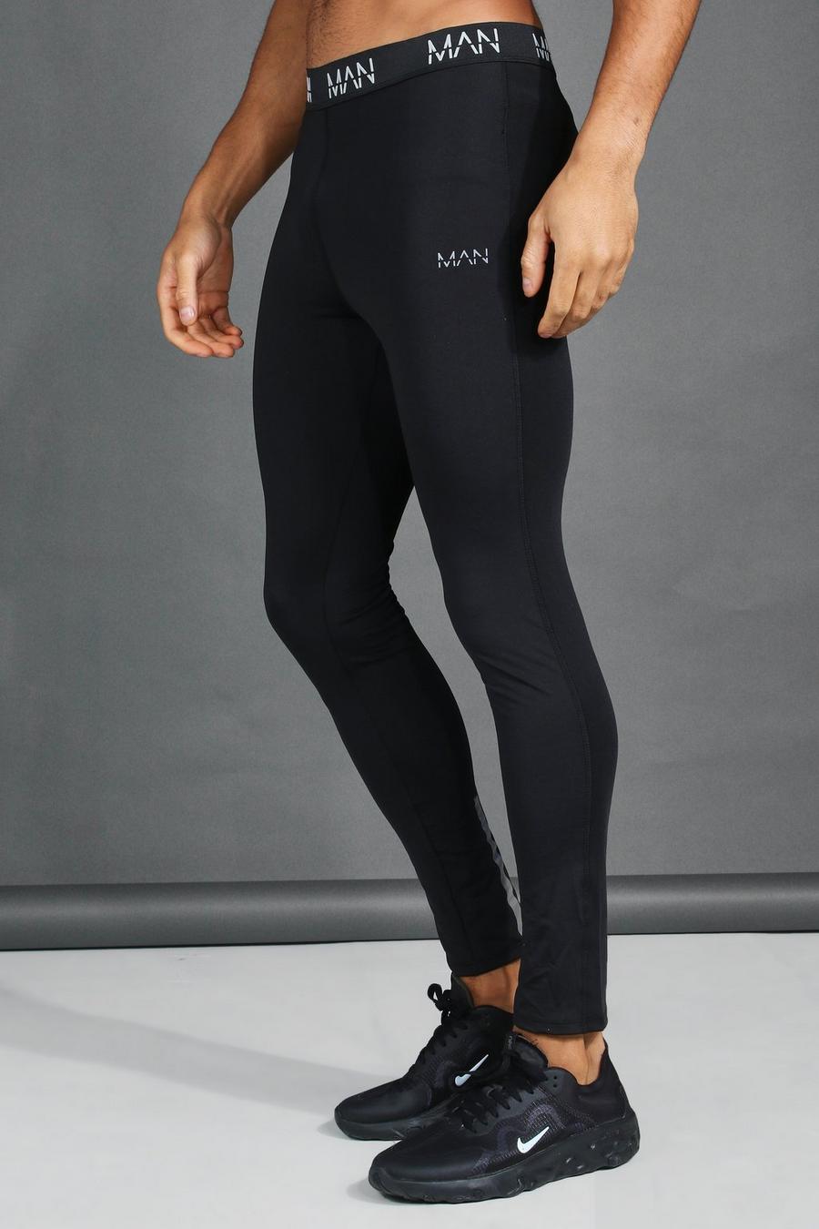 Black His Active Compression Tight With Reflective  image number 1