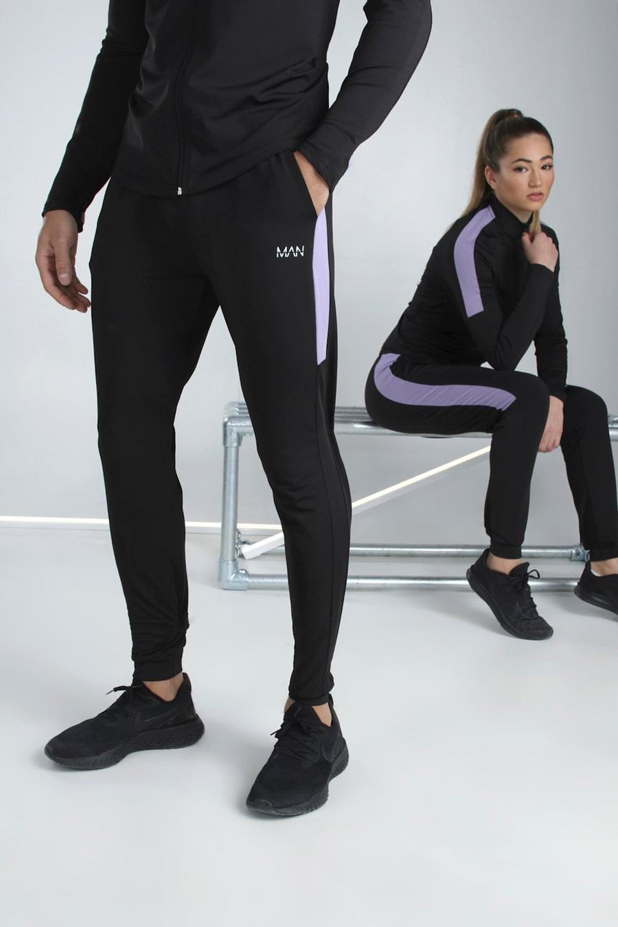Pantaloni tuta Active taglio skinny da uomo con pannelli laterali, Nero negro image number 1