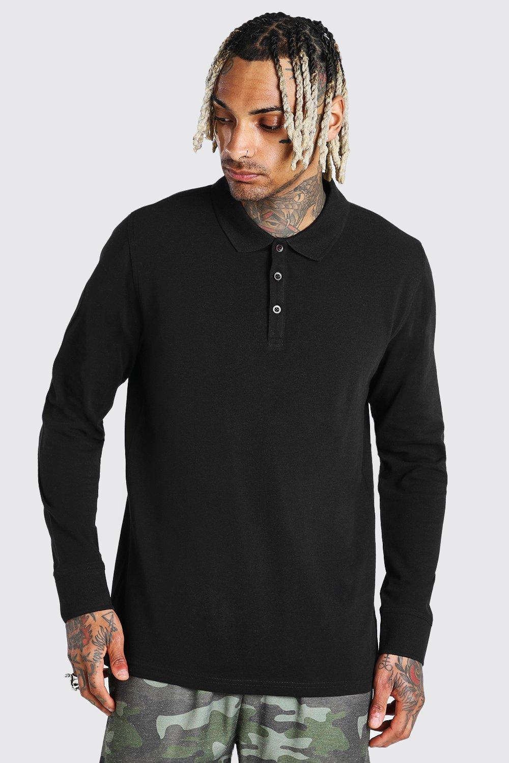 long sleeve pique polo