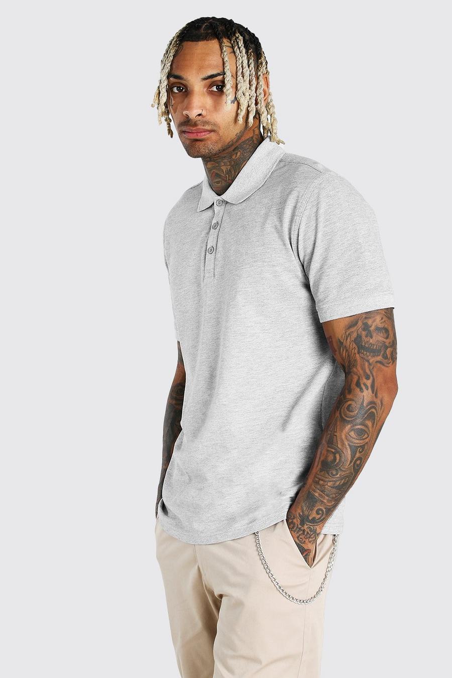 Grey Short Sleeve Pique Polo image number 1