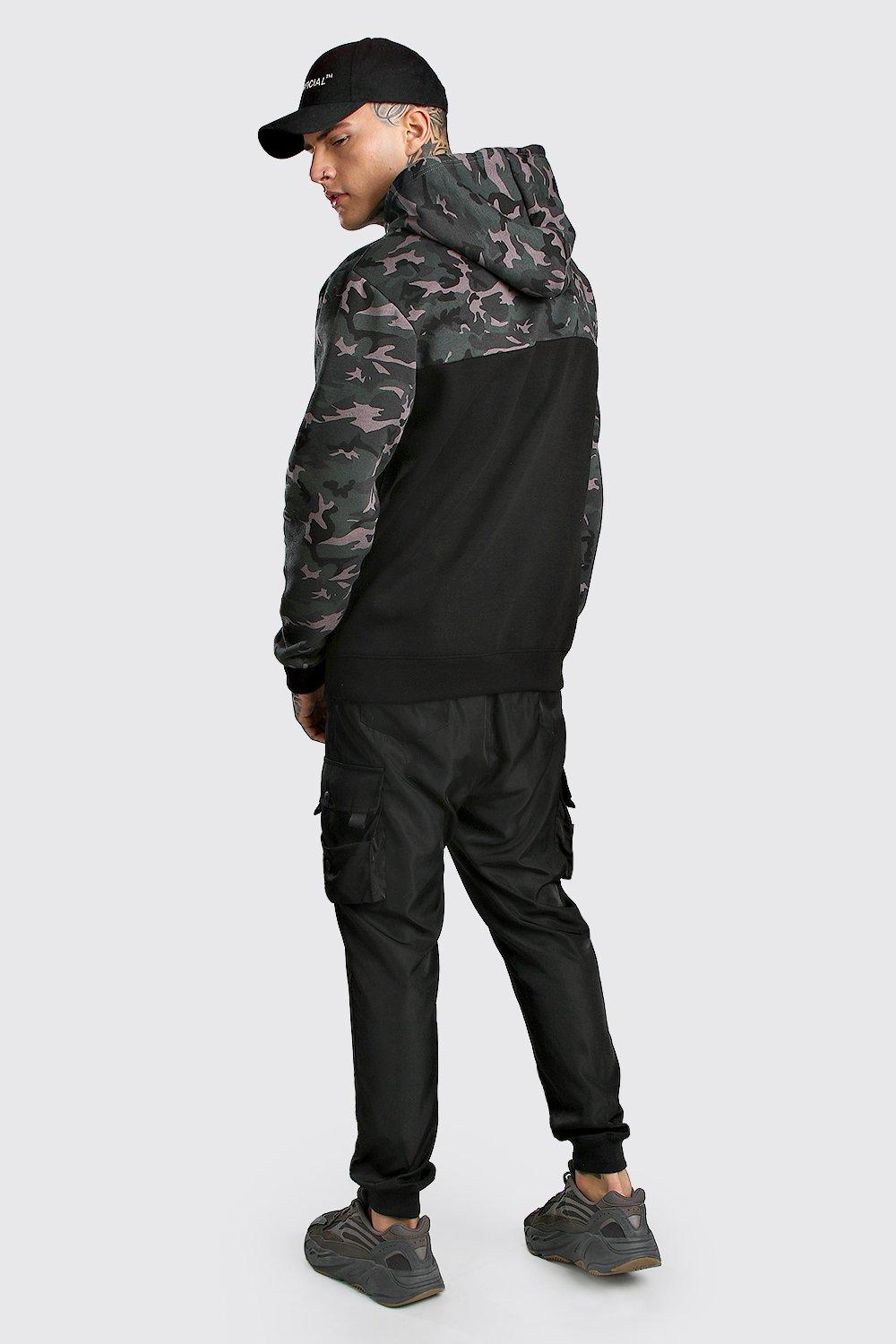 Camo color block hoodie best sale