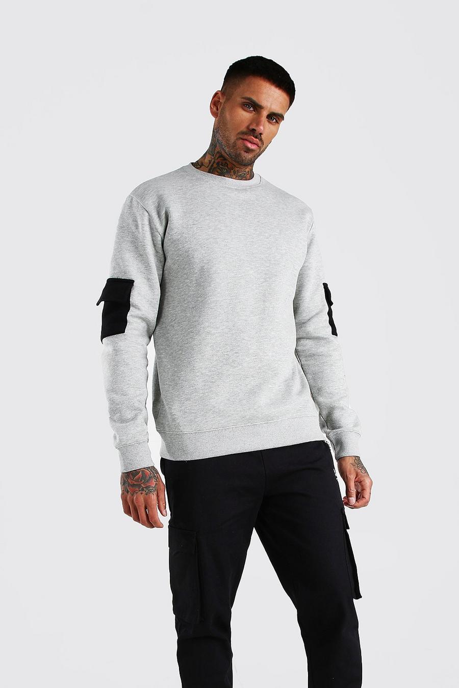 Utility-Sweatshirt im Colorblock-Design, Grau image number 1