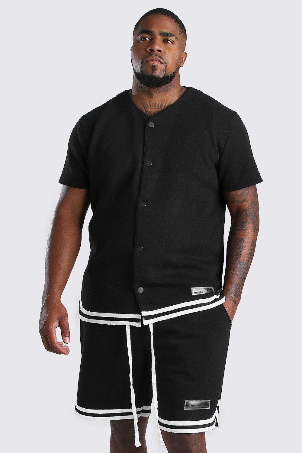 Plus Size Jersey Baseball Set boohoo UK