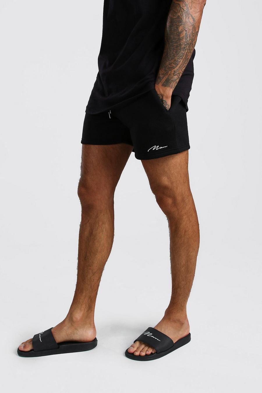 Black MAN Signature Short Length Jersey Shorts image number 1