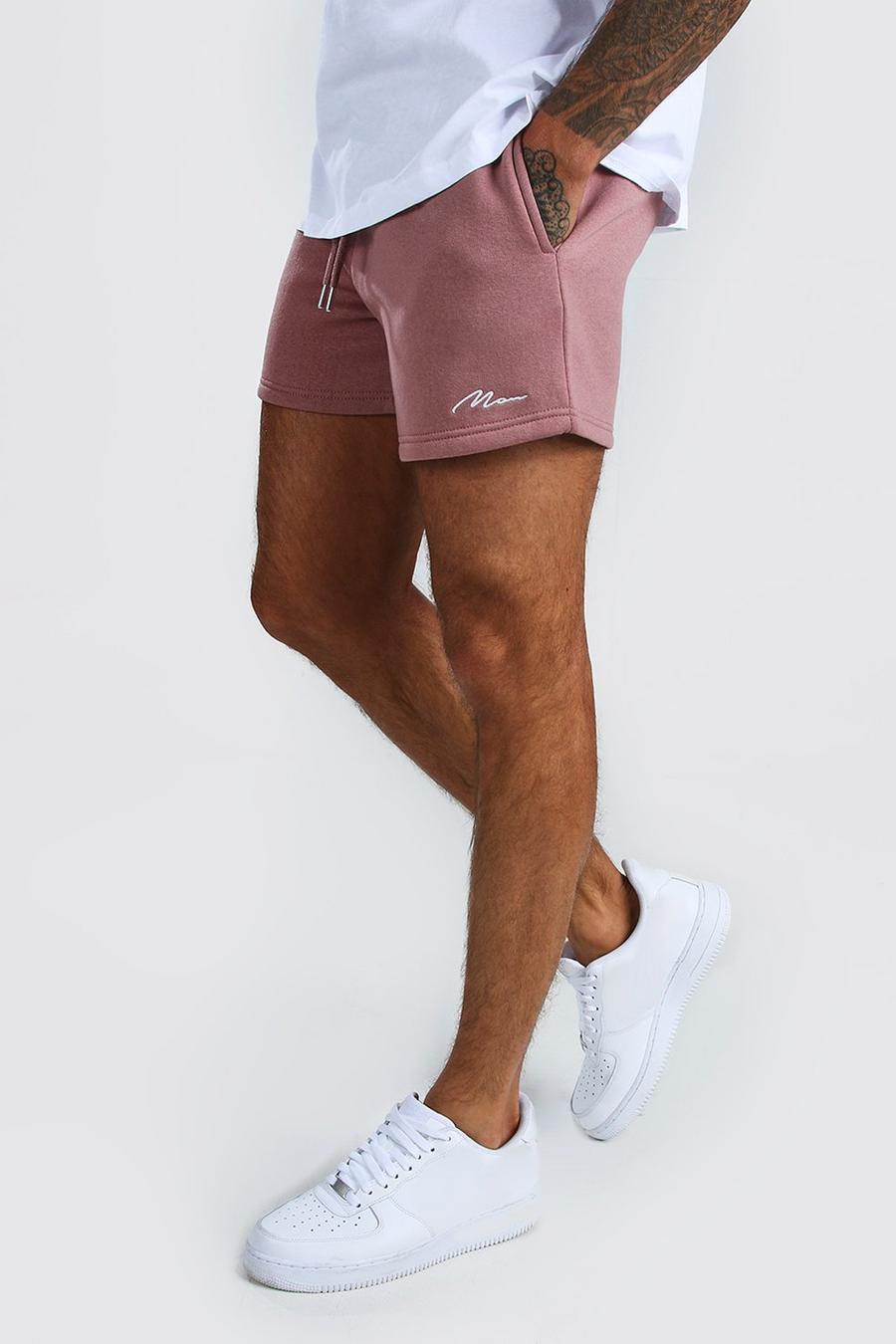 Pantaloncini corti in jersey con scritta MAN, Malva image number 1