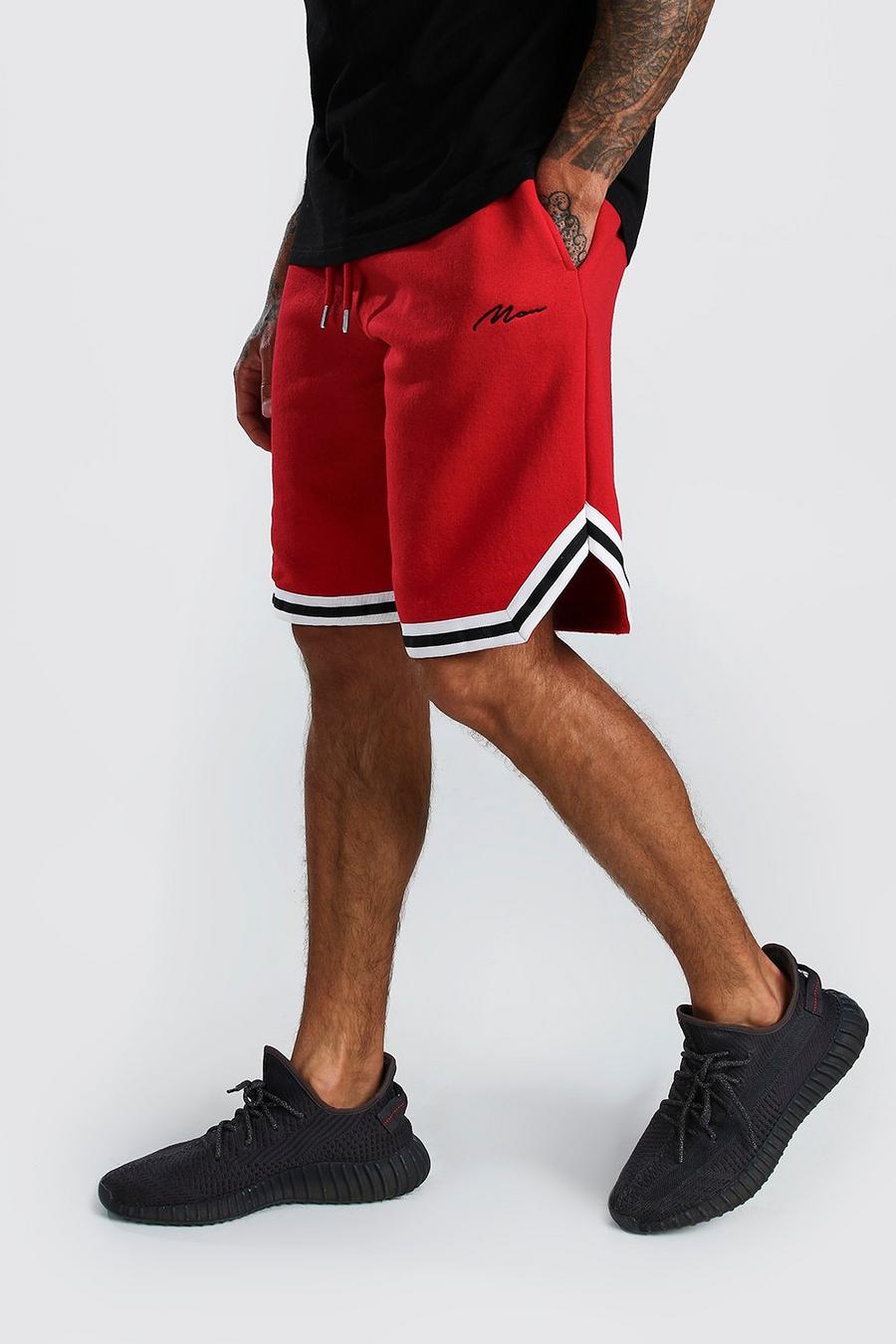 Pantaloncini in jersey stile basket con scritta MAN image number 1