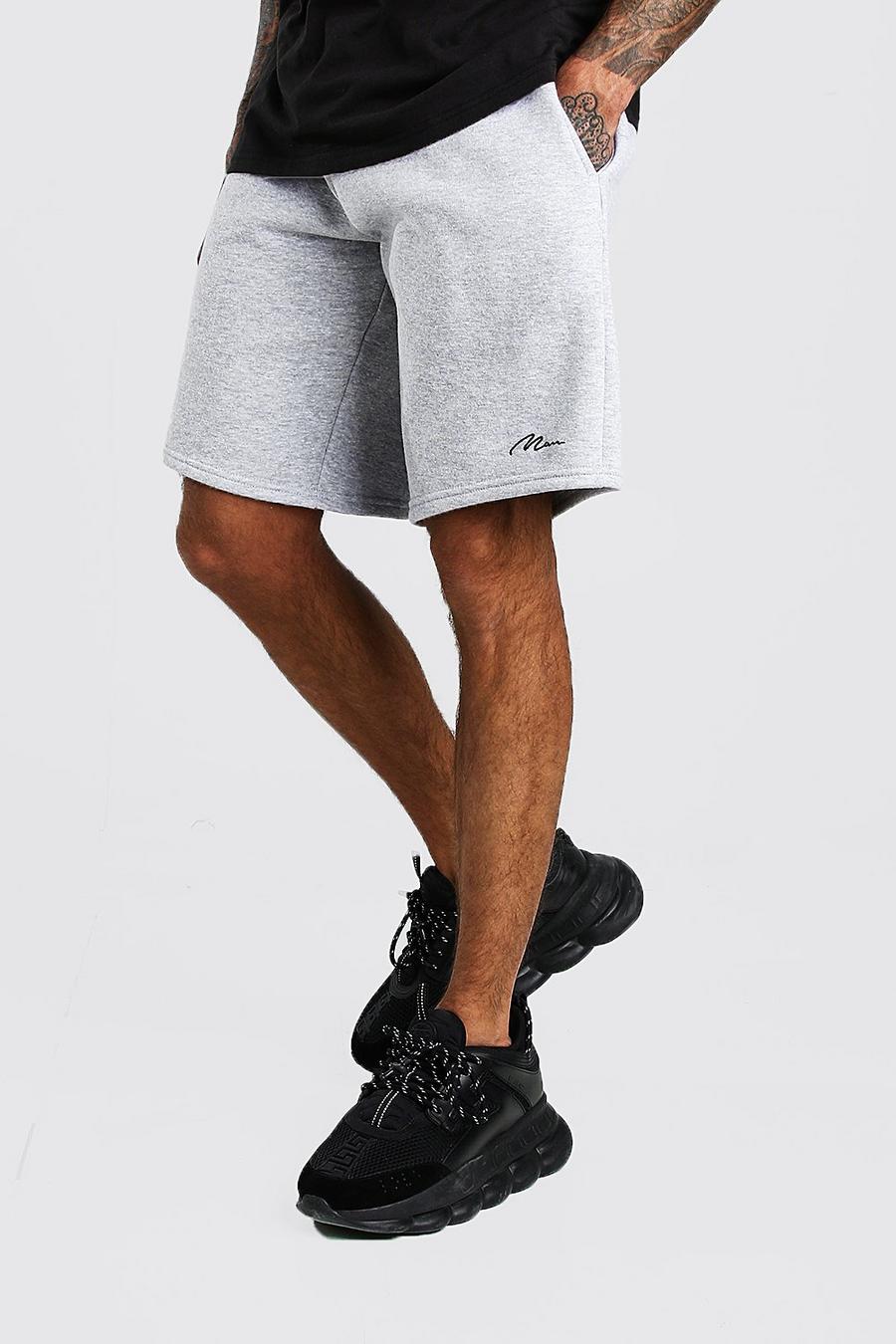 Basketball-Shorts aus Jersey mit MAN-Schriftzug, Grau meliert image number 1