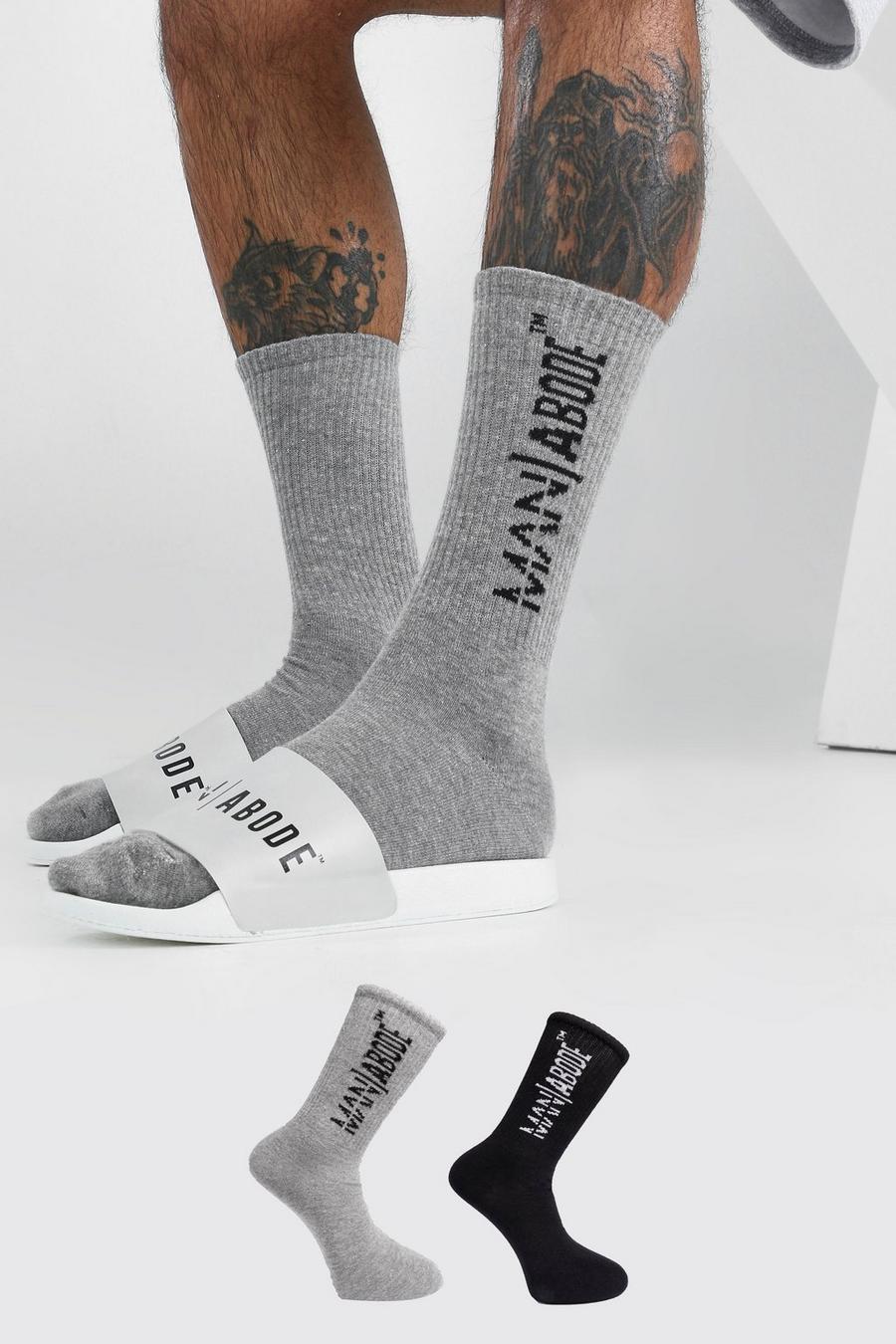 Grijs Abode sokken in verpakking met 2 paar  image number 1