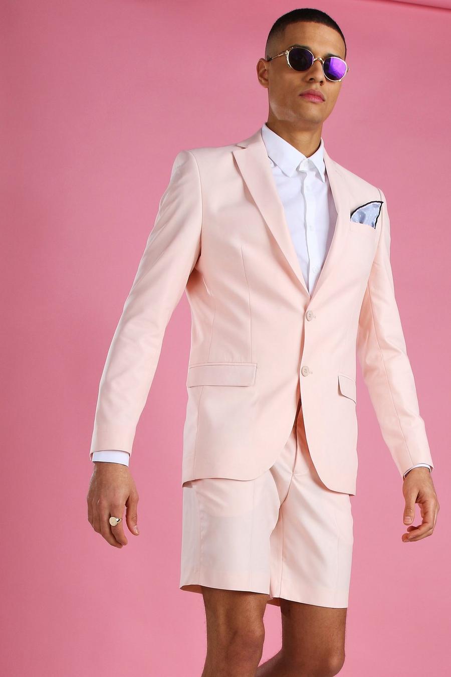 Light pink Skinny Plain Suit Jacket image number 1