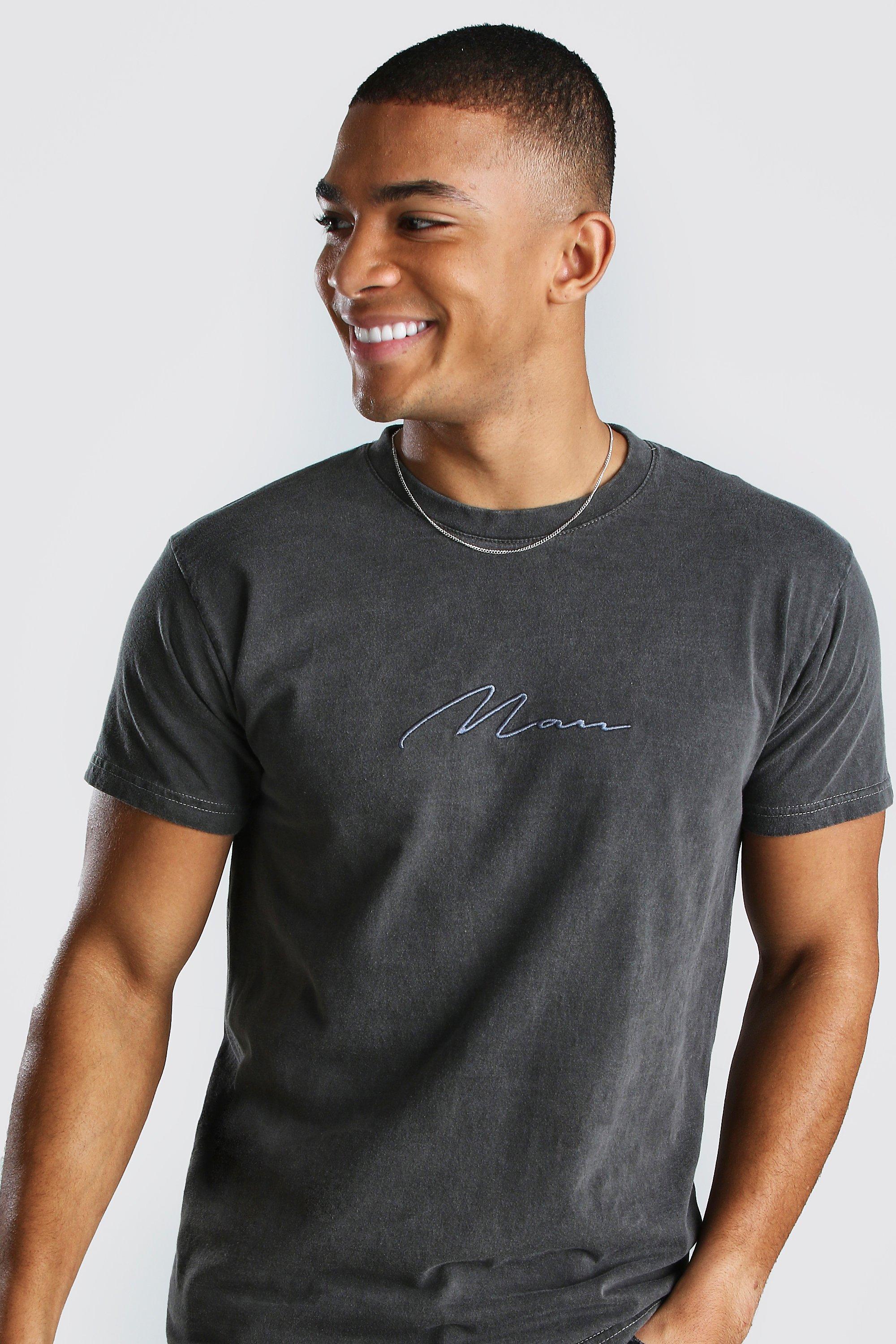 MAN Signature Overdyed T-Shirt | boohoo