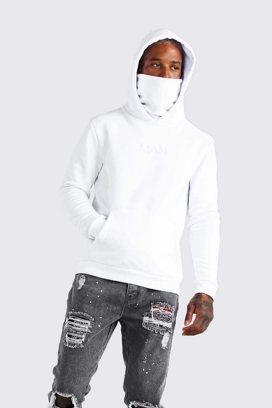 White MAN Official Hoodie With Snood image number 1