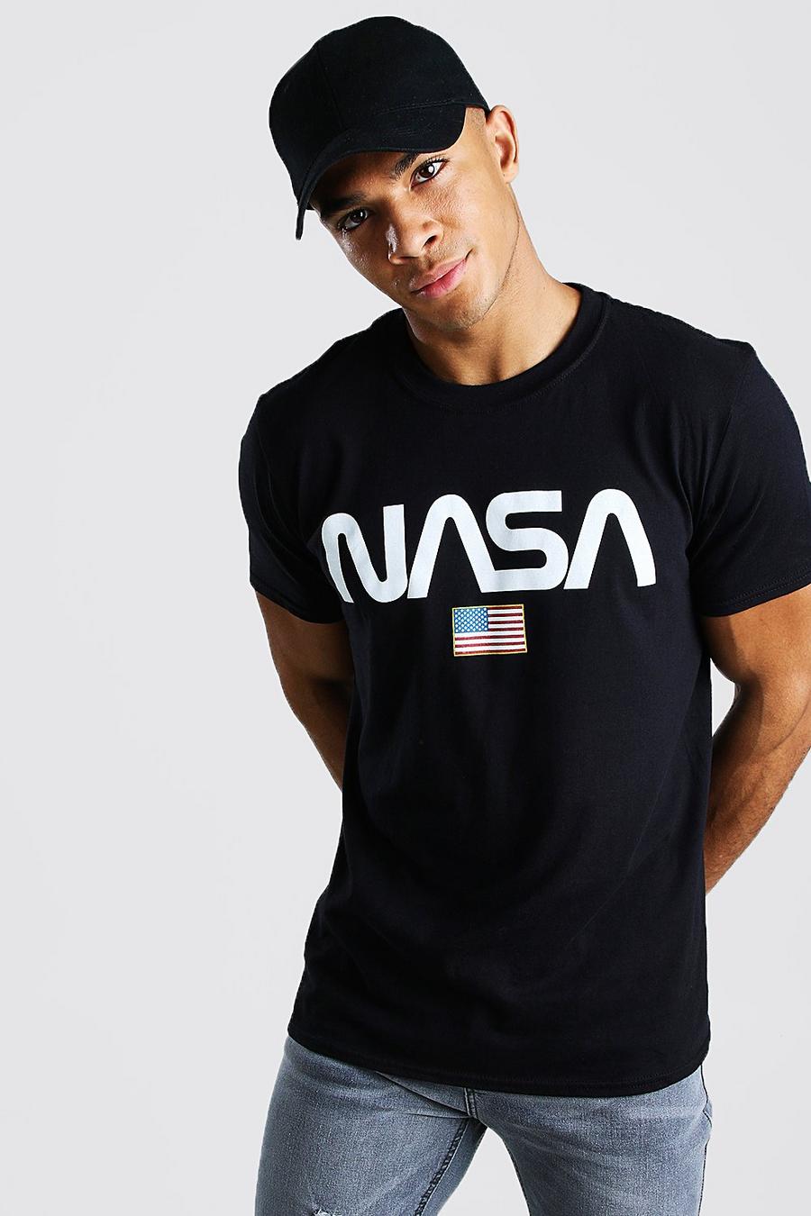 Stars & Stripes T-Shirt mit lizenziertem Nasa-Print, Schwarz black